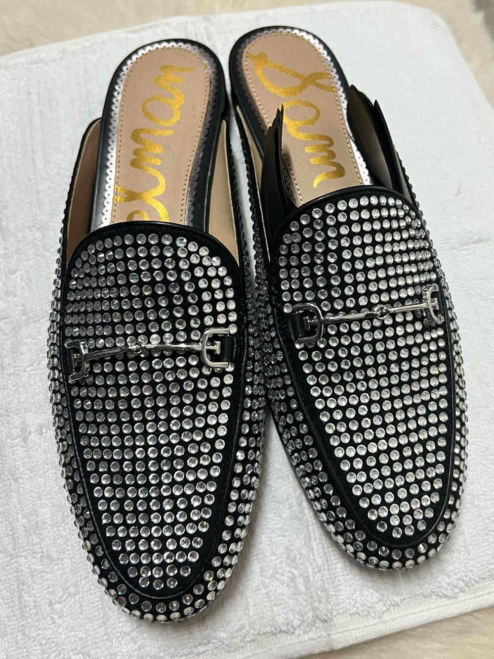 *New* Sam Edelman Black Crystal Studded Slip-On Loafers
